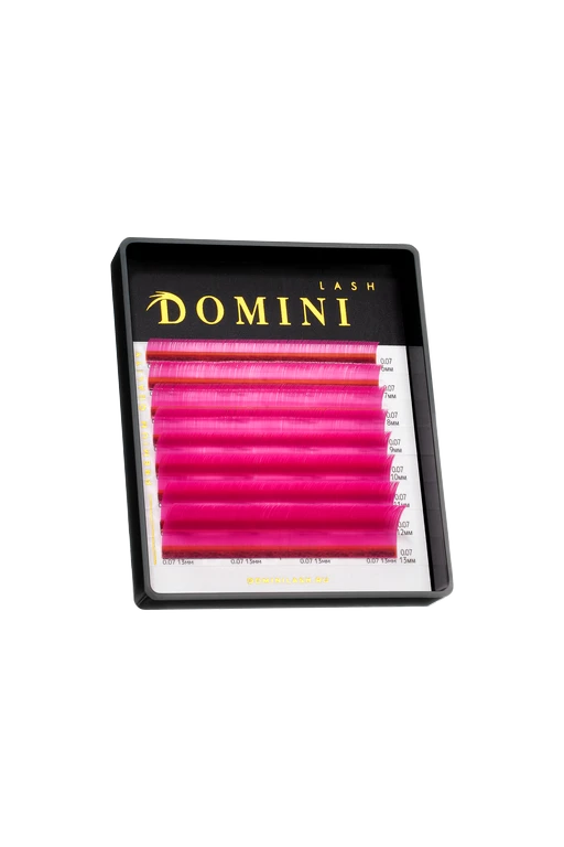 Ресницы DOMINI Цветные Розовые Микс (8 линий)