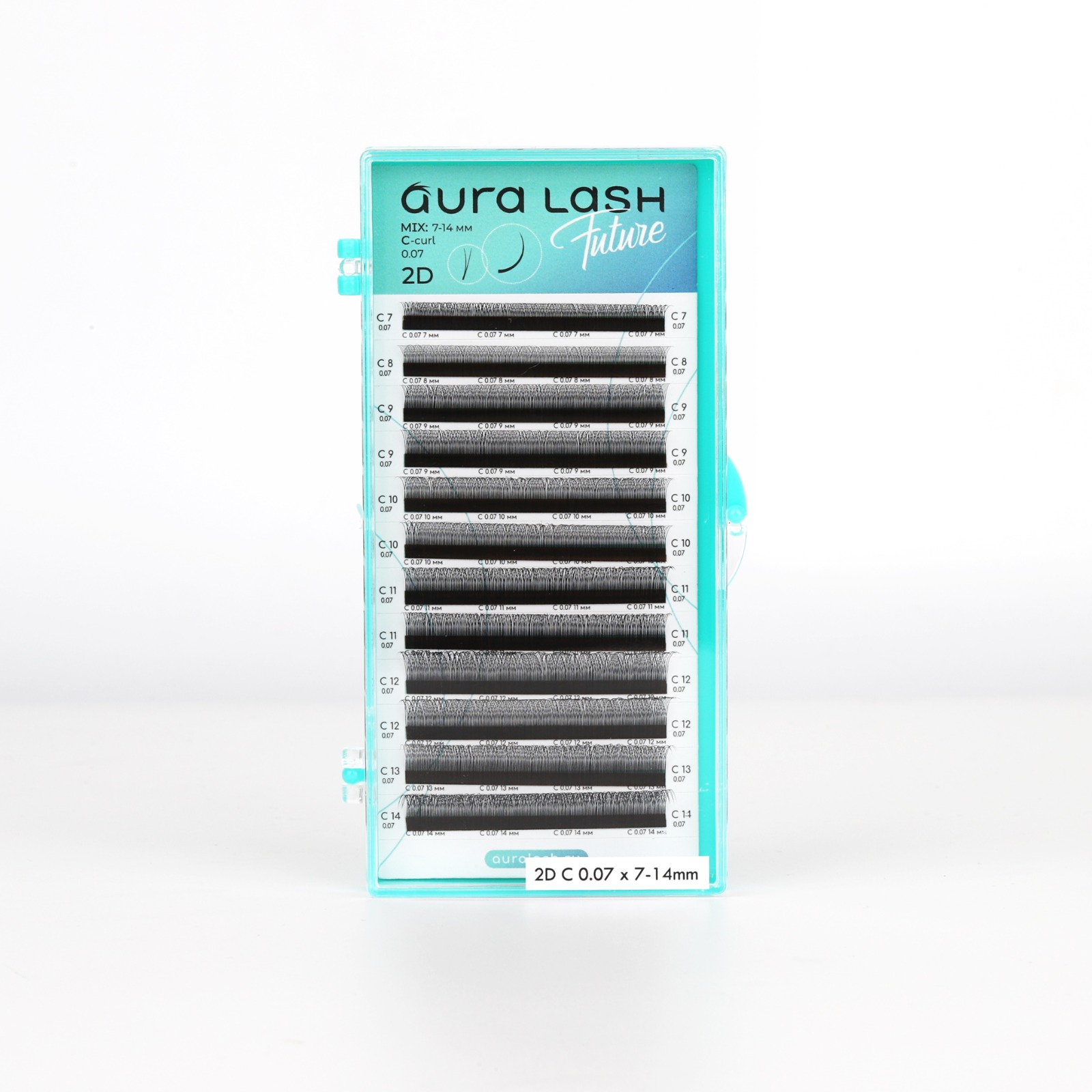 Ресницы AURA LASH 2D Черные Микс  (12 линий)