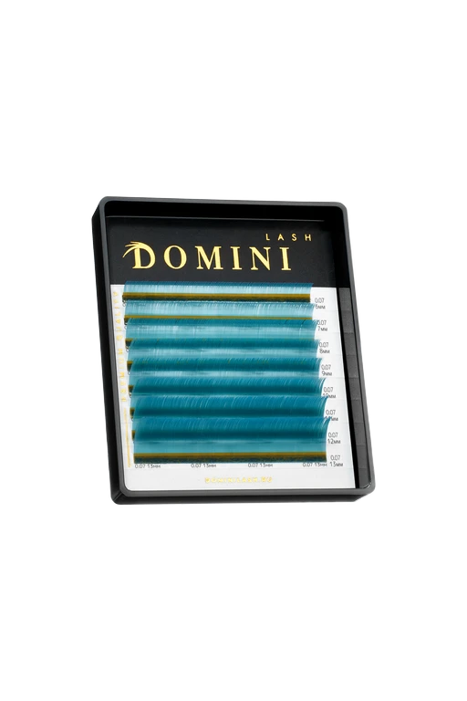 Ресницы DOMINI Цветные Бирюзовые Микс (8 линий)