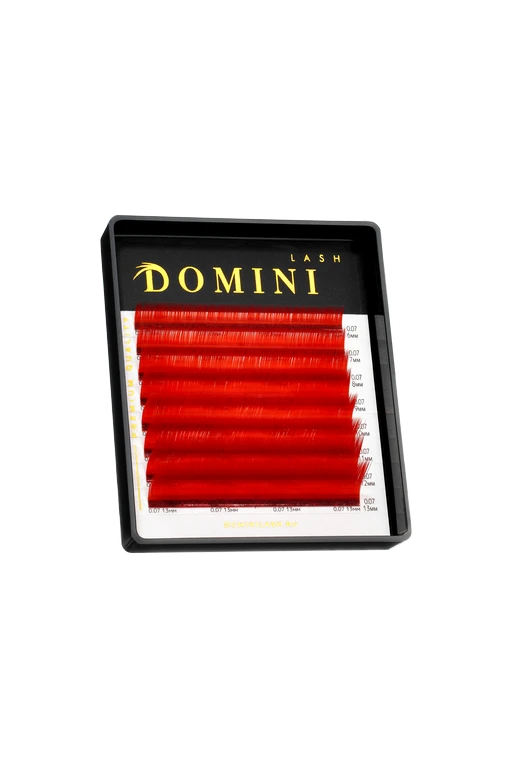 Ресницы DOMINI Цветные Красные Микс (8 линий)
