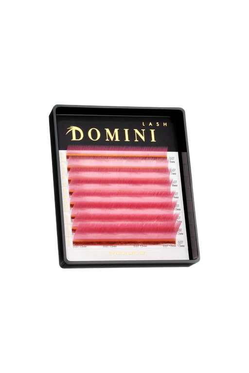 Ресницы DOMINI Цветные Светло-Розовые Микс (8 линий)