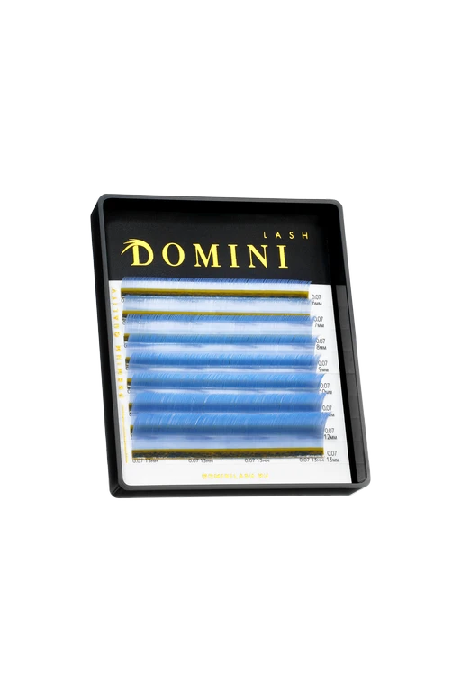 Ресницы DOMINI Цветные Голубые Микс (8 линий)