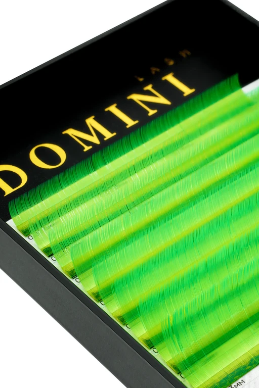 Ресницы DOMINI Неоновые Зеленые Микс (8 линий)