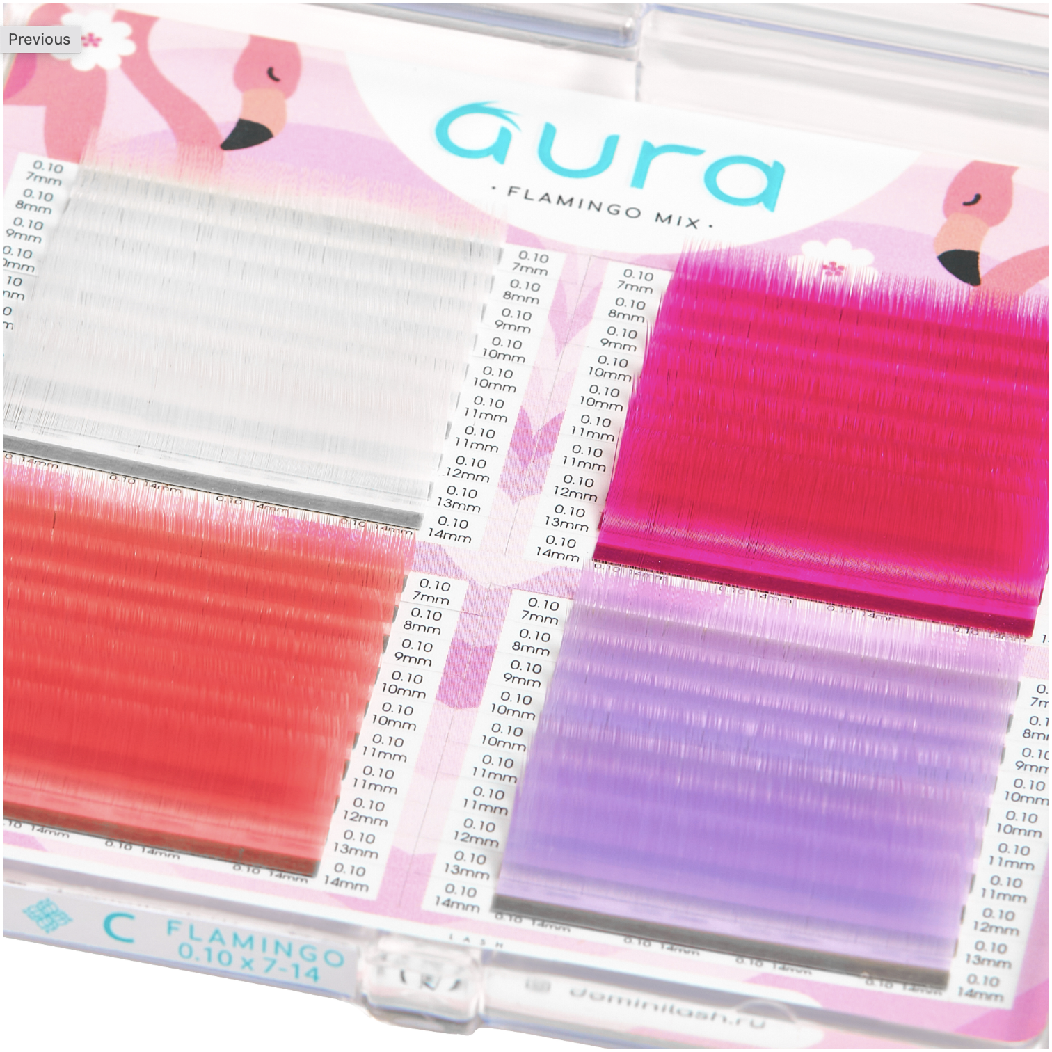 Ресницы AURA LASH Цветные Flamingo Микс (40 линий)
