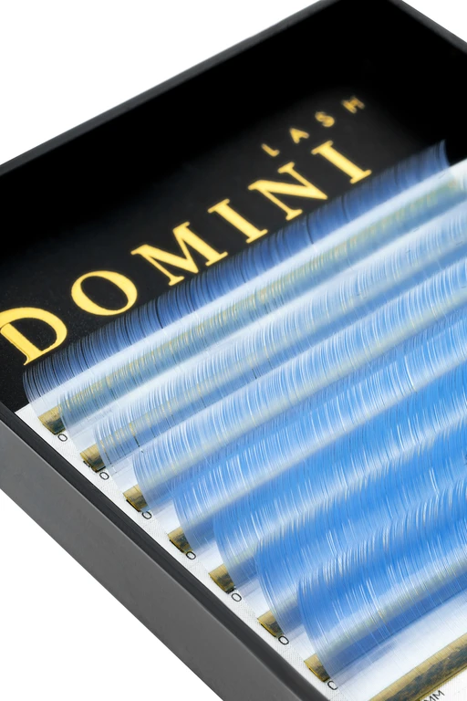 Ресницы DOMINI Цветные Голубые Микс (8 линий)