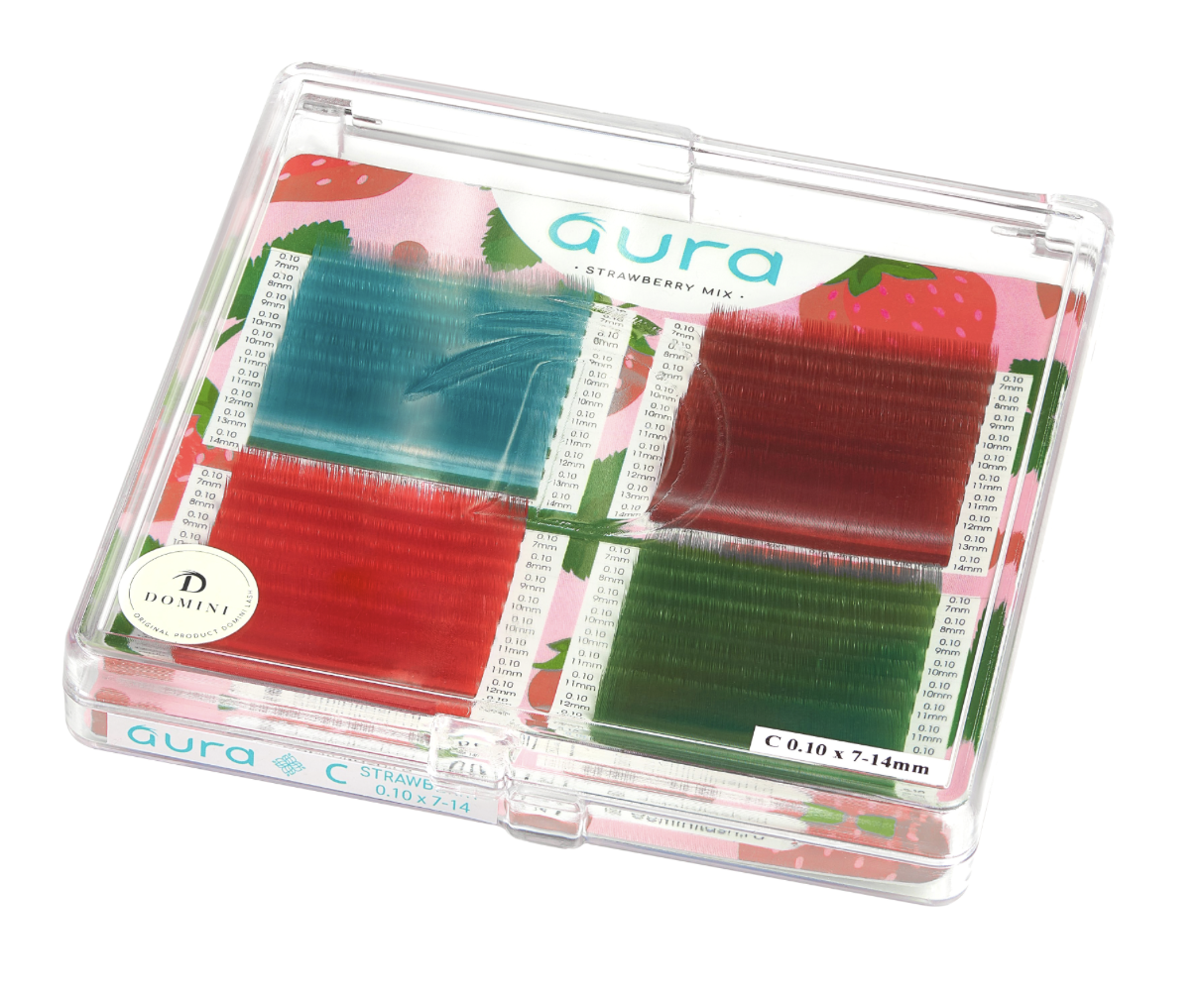 Ресницы AURA LASH Цветные Strawberry Микс (40 линий)