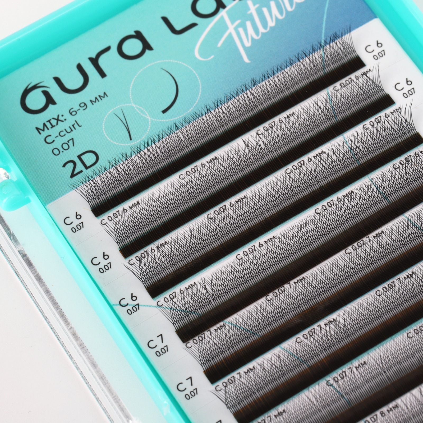 Ресницы AURA LASH 2D Черные Микс  (12 линий)