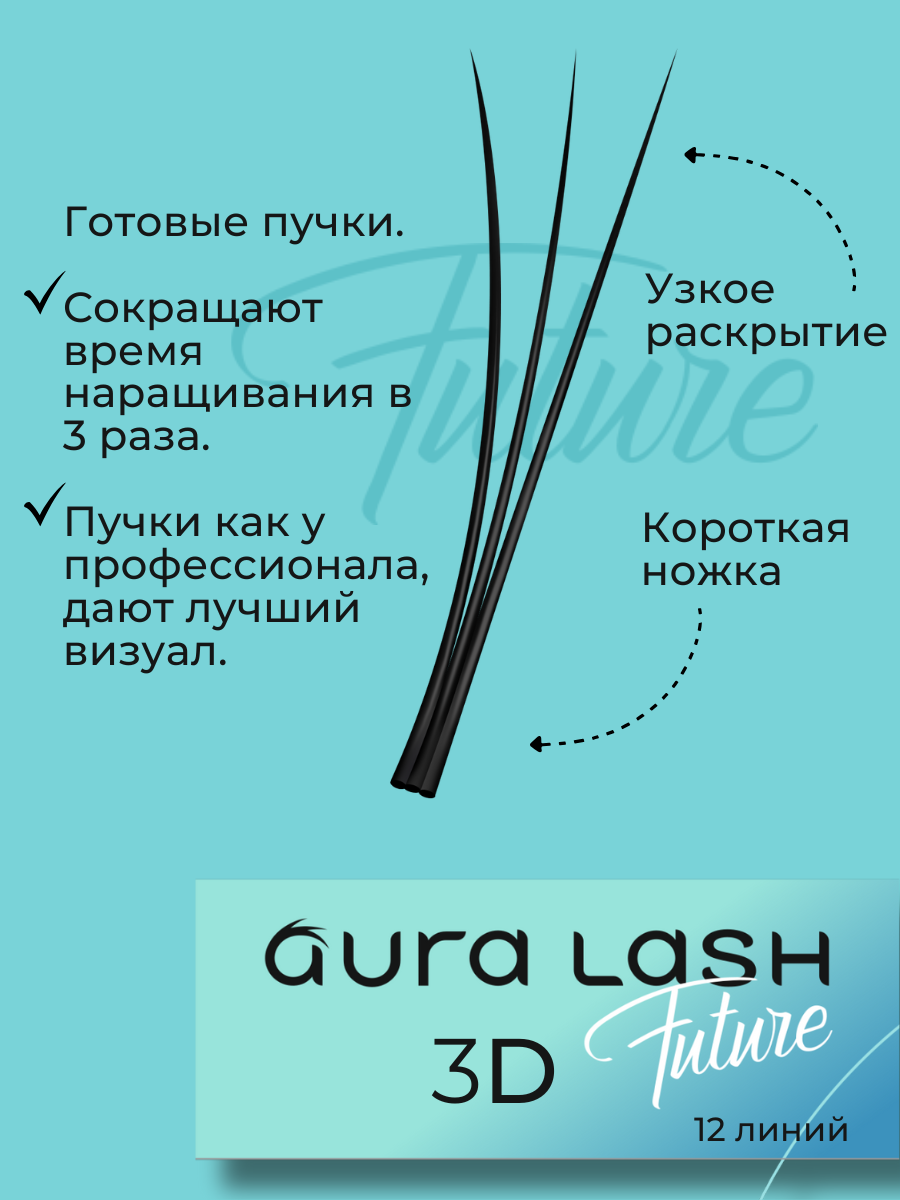 Ресницы AURA LASH 3D Черные Микс  (12 линий)