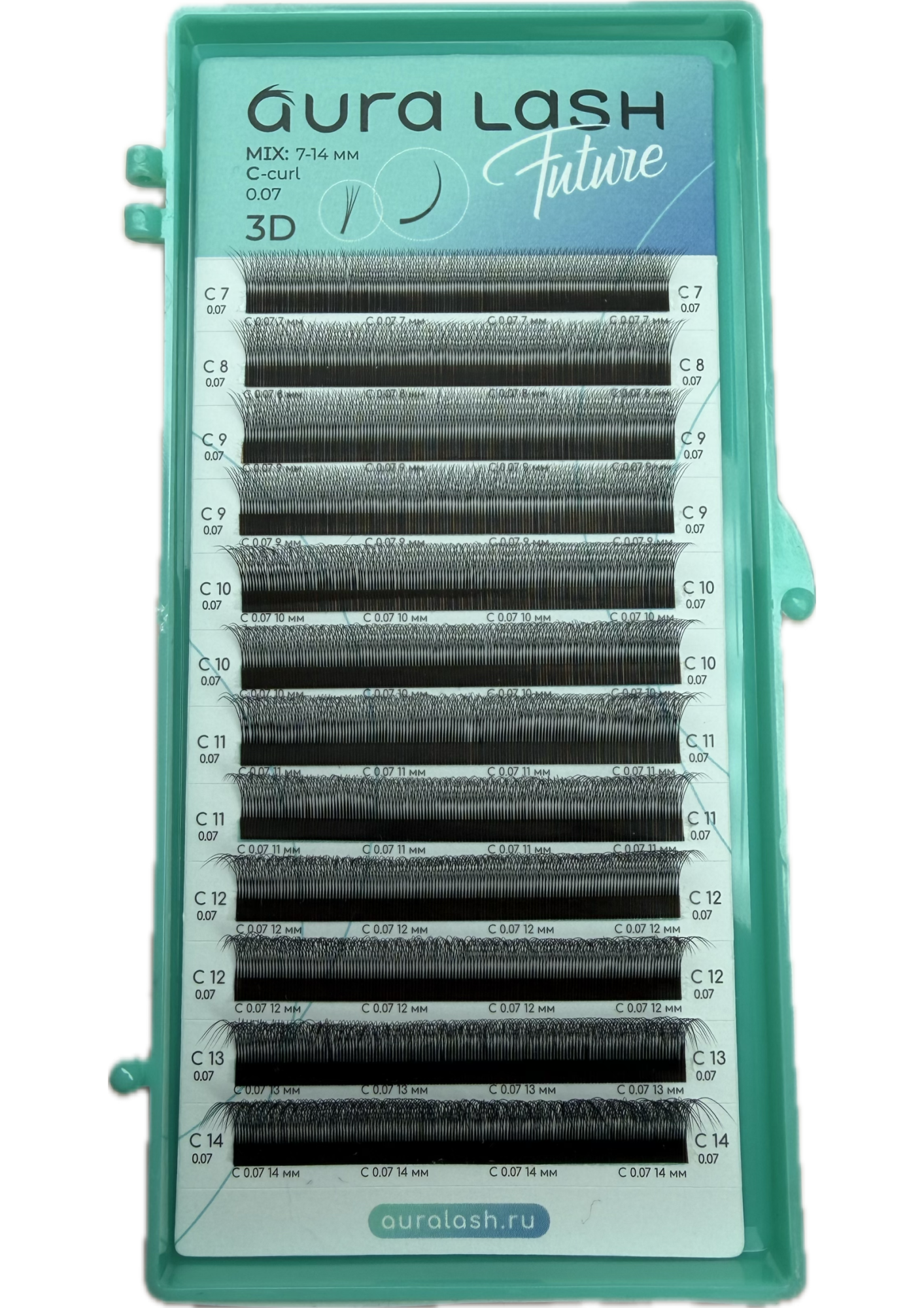 Ресницы AURA LASH 3D Черные Микс  (12 линий)
