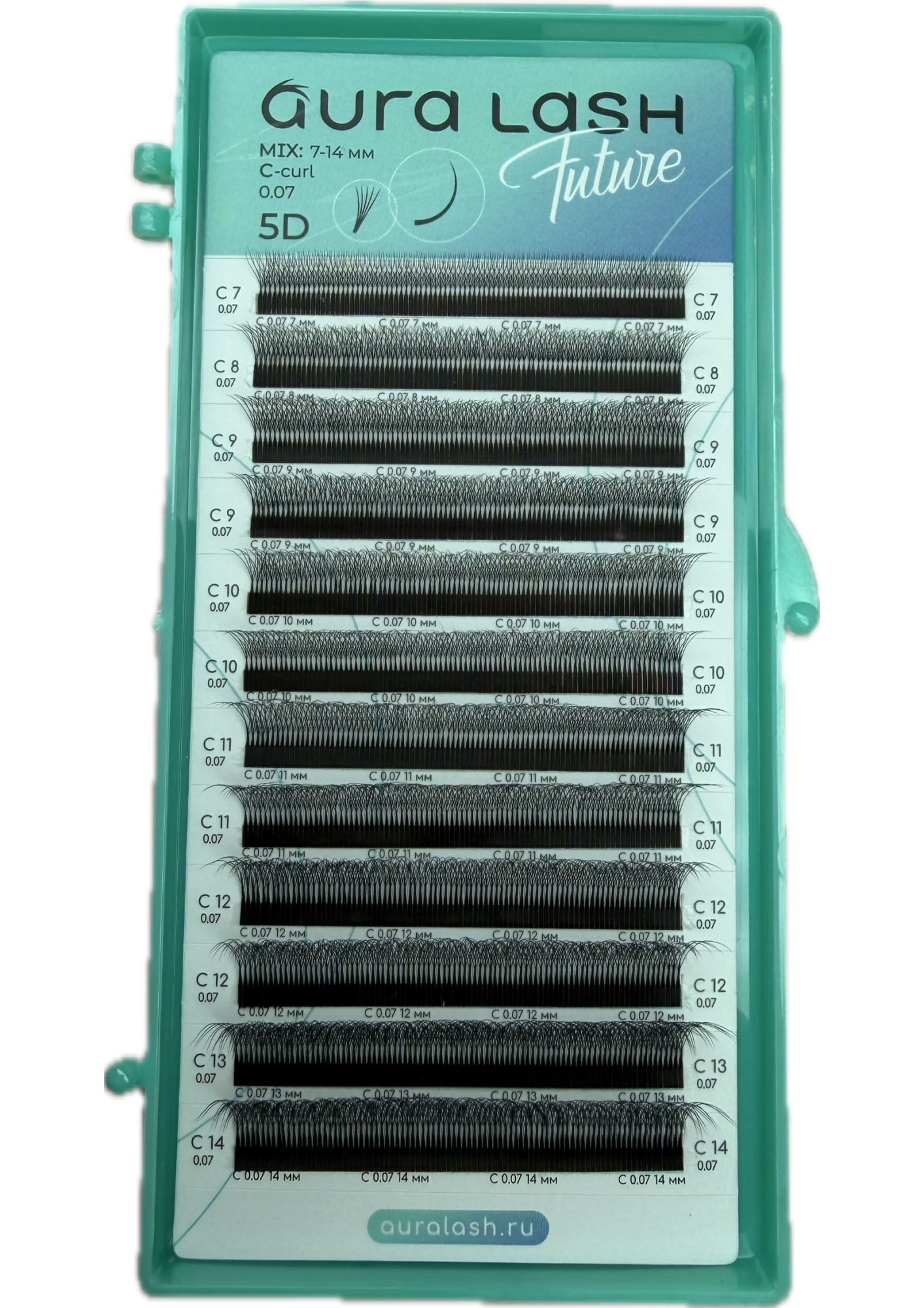 Ресницы AURA LASH 5D Черные Микс  (12 линий)