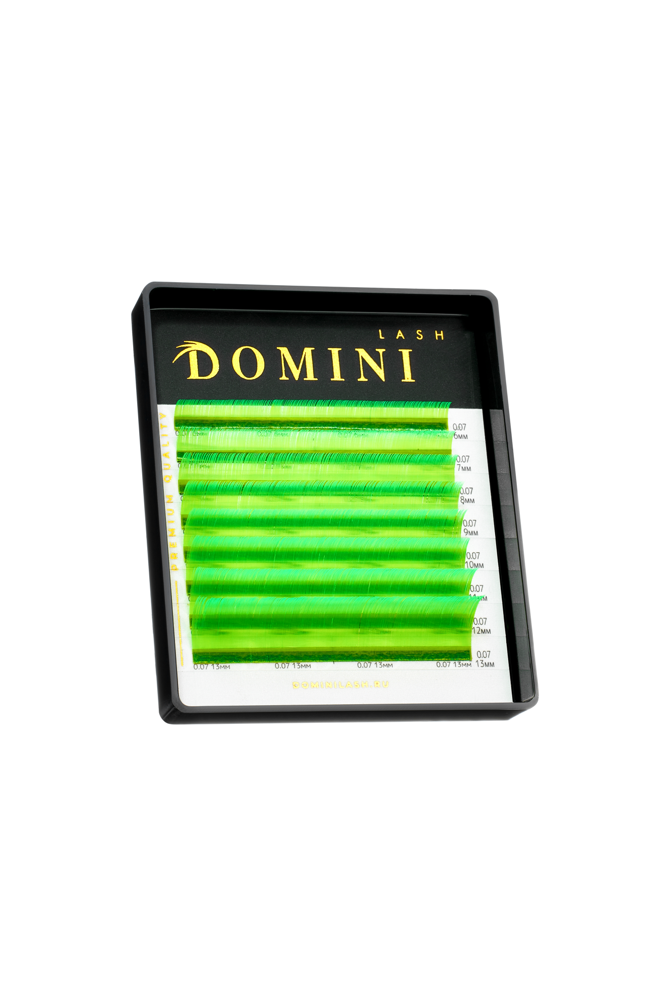 Ресницы DOMINI Неоновые Зеленые Микс (8 линий)