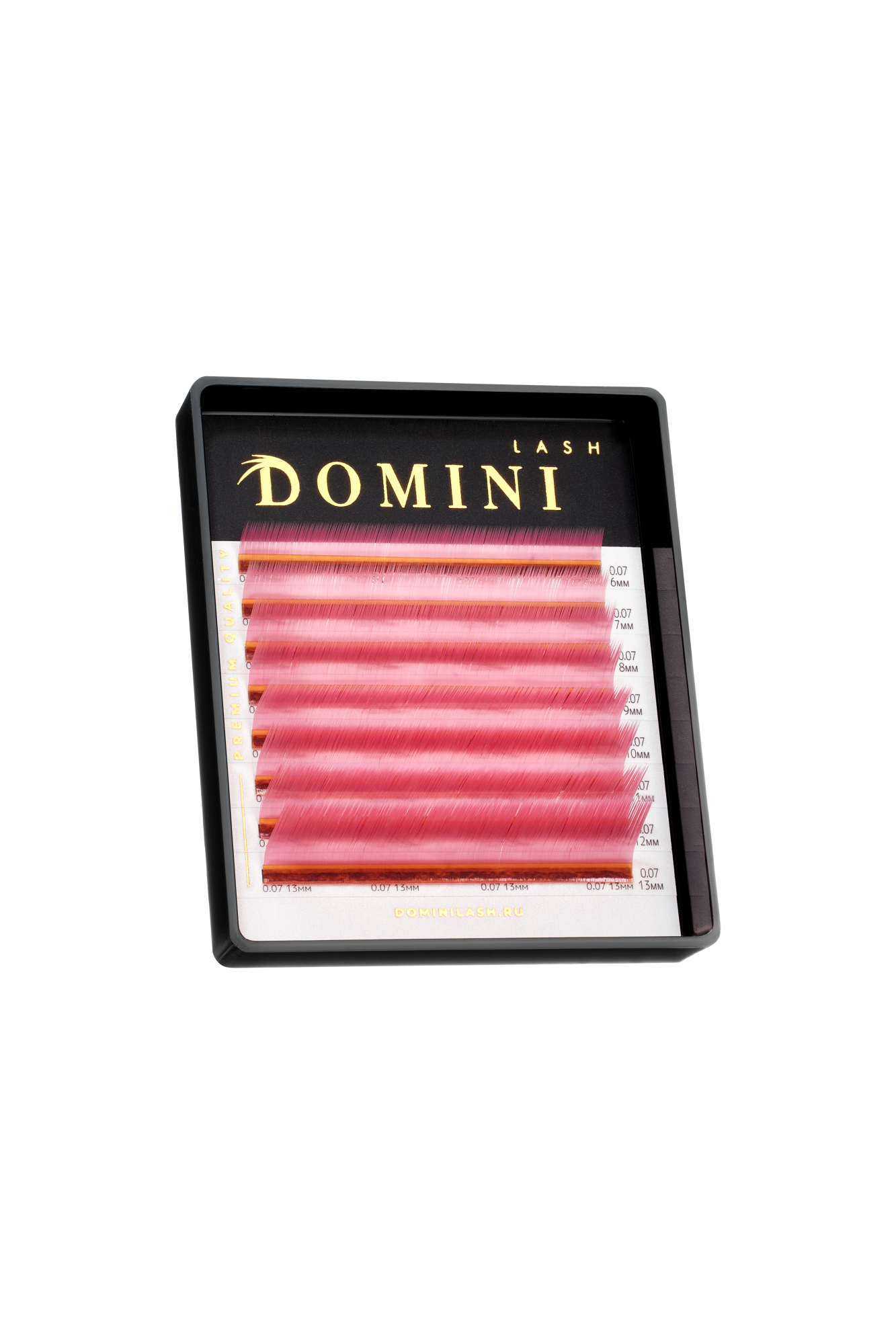 Ресницы DOMINI Цветные Светло-Розовые Микс (8 линий)